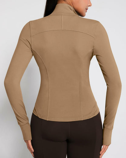 AVGO Women's Zip Up Lightweight Yoga Athletic Jacket Cream Coffee Size XS